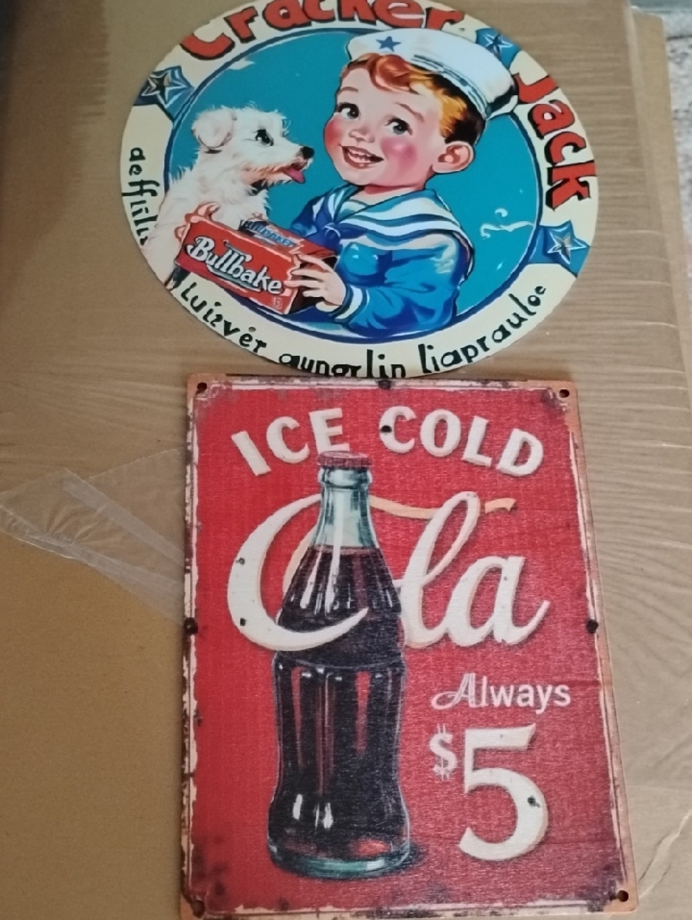 Vintage Ice Cold Cola Metal Sign - Red Bottle Graphic
